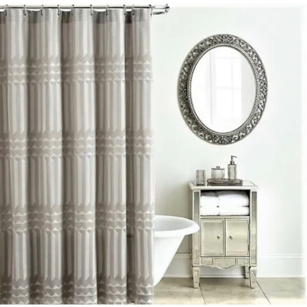 WATERFORD For The Bath Diamond Shower Curtain Color Platinum New in Package
